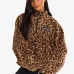 Hidden Hills Fleece Zip-up Jacket With Leopard Print