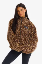 Hidden Hills Fleece Zip-up Jacket With Leopard Print