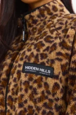 Hidden Hills Fleece Zip-up Jacket With Leopard Print