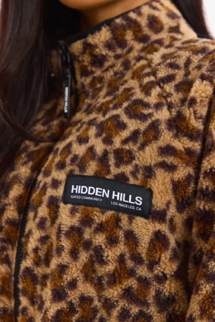 Hidden Hills Fleece Zip-up Jacket With Leopard Print
