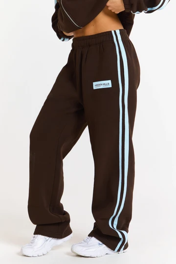 Hidden Hills Striped Straight-Leg Sweatpants Light Grey