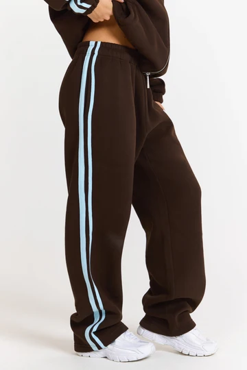 Hidden Hills Striped Straight-Leg Sweatpants Light Grey