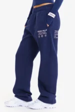 Hidden Hills Label Straight-Leg Sweatpants Navy/Light Pink