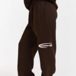 Hidden Hills Sporty Straight-Leg Sweatpants Dark Brown/Light Pink