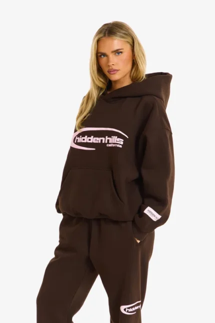 Hidden Hills Sporty Hoodie Dark Brown/Light Pink