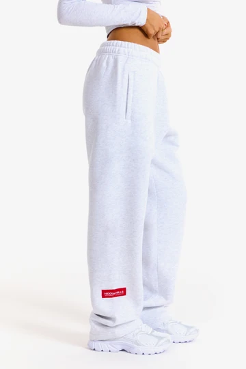 Hidden Hills Straight-Leg Sweatpants Light Gray/Red