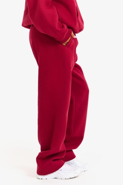 SPORTY STRAIGHT-LEG SWEATPANTS BURGUNDY/BLACK Hidden Hills Sporty Straight-Leg Sweatpants Burgundy/Black