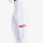 Hidden Hills Sporty Straight-Leg Sweatpants Light Grey/Red