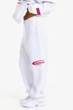 Hidden Hills Sporty Straight-Leg Sweatpants Light Grey/Red