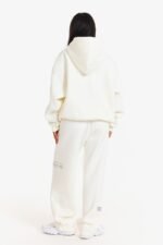 Hidden Hills Sporty Straight-Leg Sweatpants Off-White/Light Gray