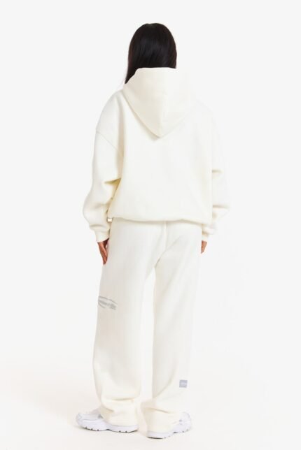 Hidden Hills Sporty Straight-Leg Sweatpants Off-White/Light Gray