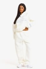 Hidden Hills Sporty Straight-Leg Sweatpants Off-White/Light GrayHidden Hills Sporty Straight-Leg Sweatpants Off-White/Light Gray