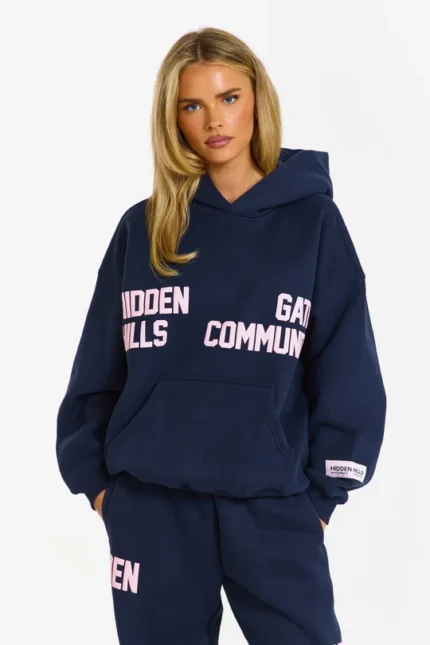 Hidden Hills Gated Community Hoodie Navy/Pink