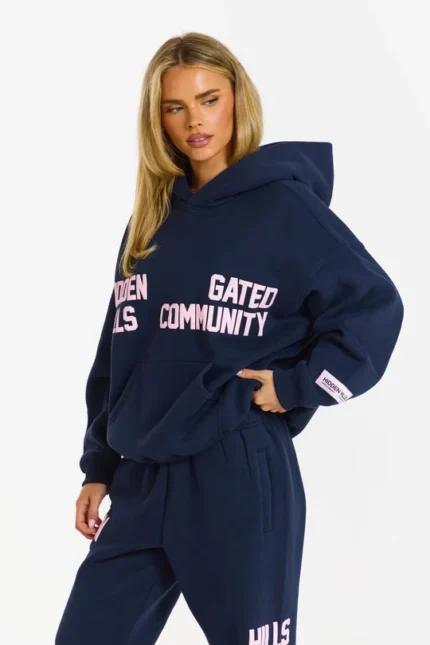 Hidden Hills Gated Community Hoodie Navy/Pink