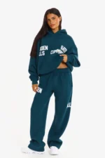Hidden Hills Gated Community Straight-Leg Sweatpants Deep Teal