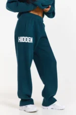 Hidden Hills Gated Community Straight-Leg Sweatpants Deep Teal