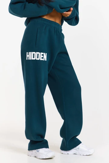 Hidden Hills Gated Community Straight-Leg Sweatpants Deep Teal