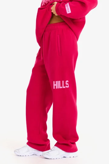 Hidden Hills Gated Community Straight-Leg Sweatpants Dark Pink