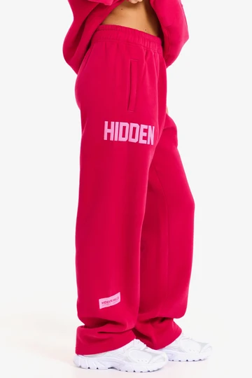 Hidden Hills Gated Community Straight-Leg Sweatpants Dark Pink