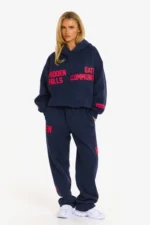 Hidden Hills Gated Community Straight-Leg Sweatpants Navy/Red