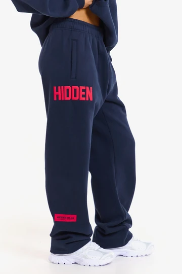 Hidden Hills Gated Community Straight-Leg Sweatpants Navy/Red