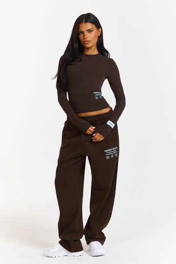 Hidden Hills Straight-Leg Sweatpants Dark Brown