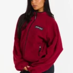 Hidden Hills Fleece Zip-up Jacket Burgundy/Black