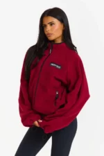 Hidden Hills Fleece Zip-up Jacket Burgundy/Black