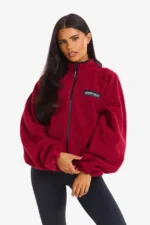 Hidden Hills Fleece Zip-up Jacket Burgundy/Black