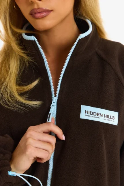 Hidden Hills Fleece Zip-up Jacket Dark Brown/Light Blue