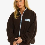 Hidden Hills Fleece Zip-up Jacket Dark Brown/Light Blue