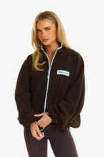 Hidden Hills Fleece Zip-up Jacket Dark Brown/Light Blue