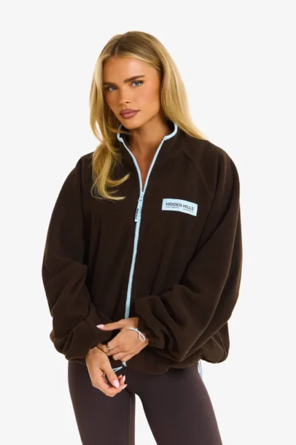 Hidden Hills Fleece Zip-up Jacket Dark Brown/Light Blue