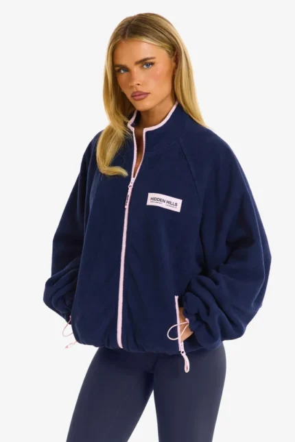 Hidden Hills Fleece Zip-up Jacket Navy/Light Pink