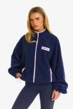 Hidden Hills Fleece Zip-up Jacket Navy/Light Pink