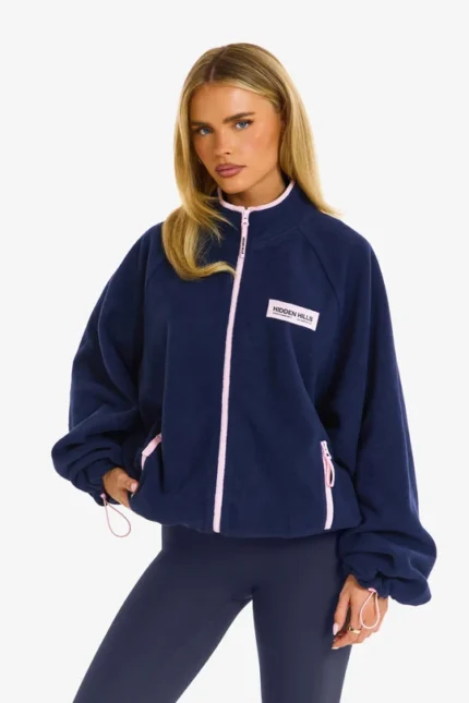 Hidden Hills Fleece Zip-up Jacket Navy/Light Pink