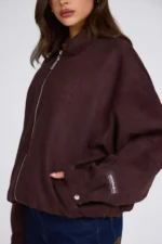 Hidden Hills Embossed Suede Jacket Dark Brown