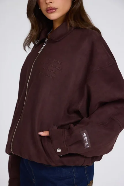 Hidden Hills Embossed Suede Jacket Dark Brown
