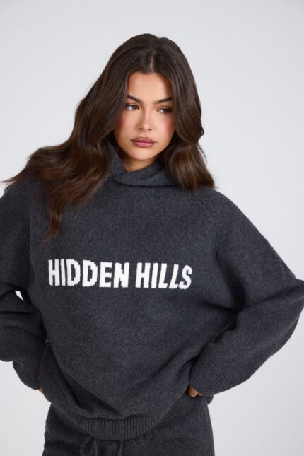 Hidden Hills Knit Hoodie Dark Grey
