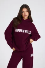 Hidden Hills Knit Hoodie Dark Plum