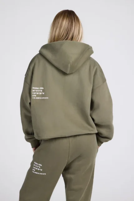 Hidden Hills Label Zip Hoodie Sage