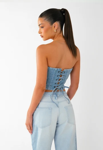 Hidden Hills Reworked Denim Corset