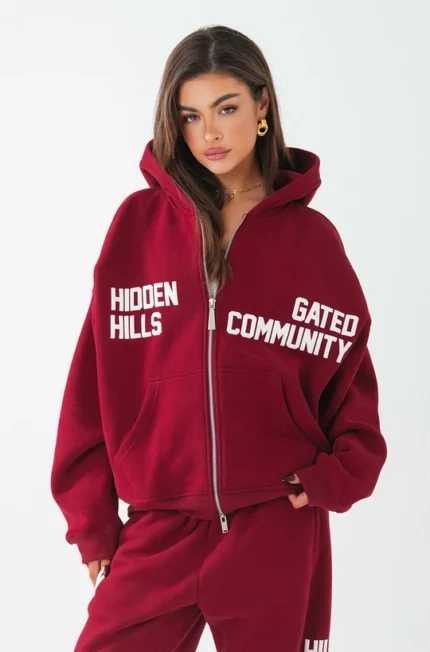 Hidden Hills Gated Community Hoodie, Burgundy
