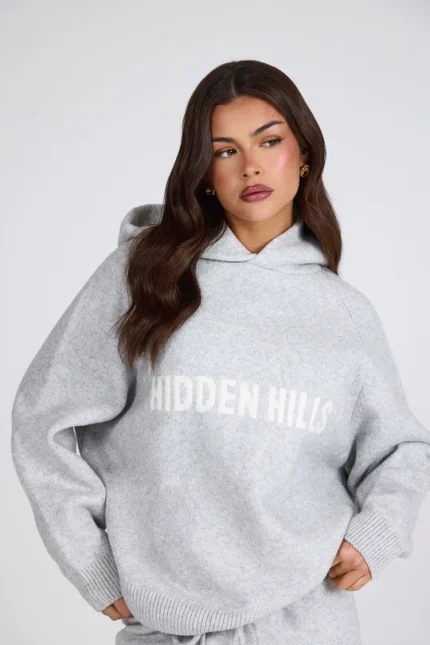 Hidden Hills Knit Hoodie Light Grey