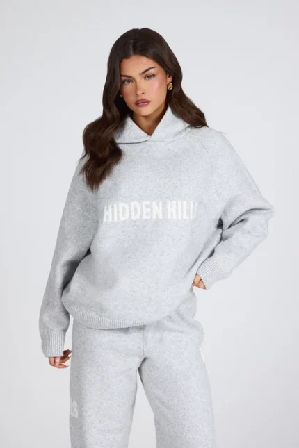 Hidden Hills Knit Hoodie Light Grey