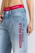 Hidden Hills Red Jeans With Embroidered Logo