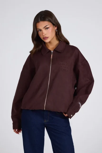 Hidden Hills Embossed Suede Jacket Dark Brown