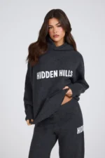 Hidden Hills Knit Hoodie Dark Grey