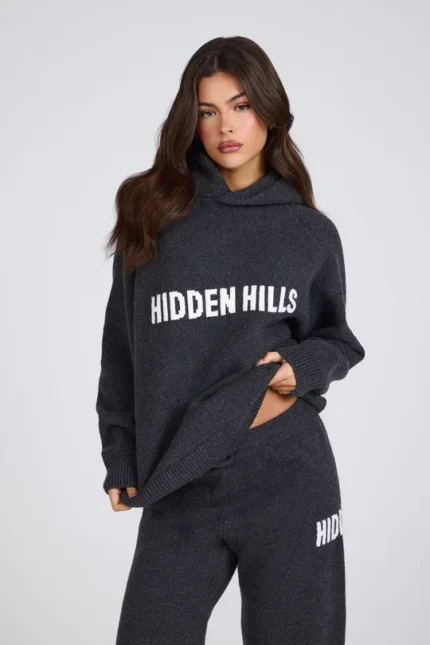 Hidden Hills Knit Hoodie Dark Grey