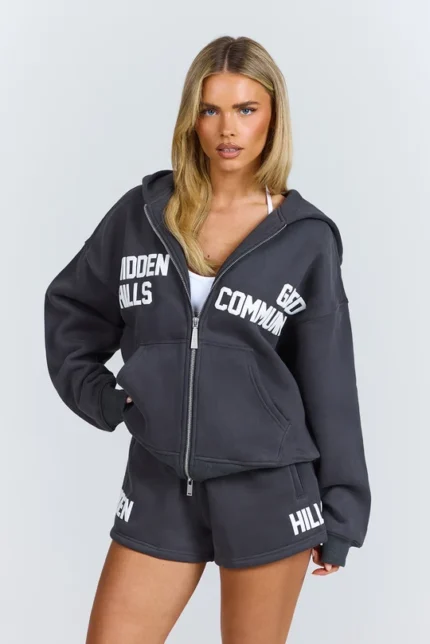 Hidden Hills Gated Community Zip Hoodie Dark Grey